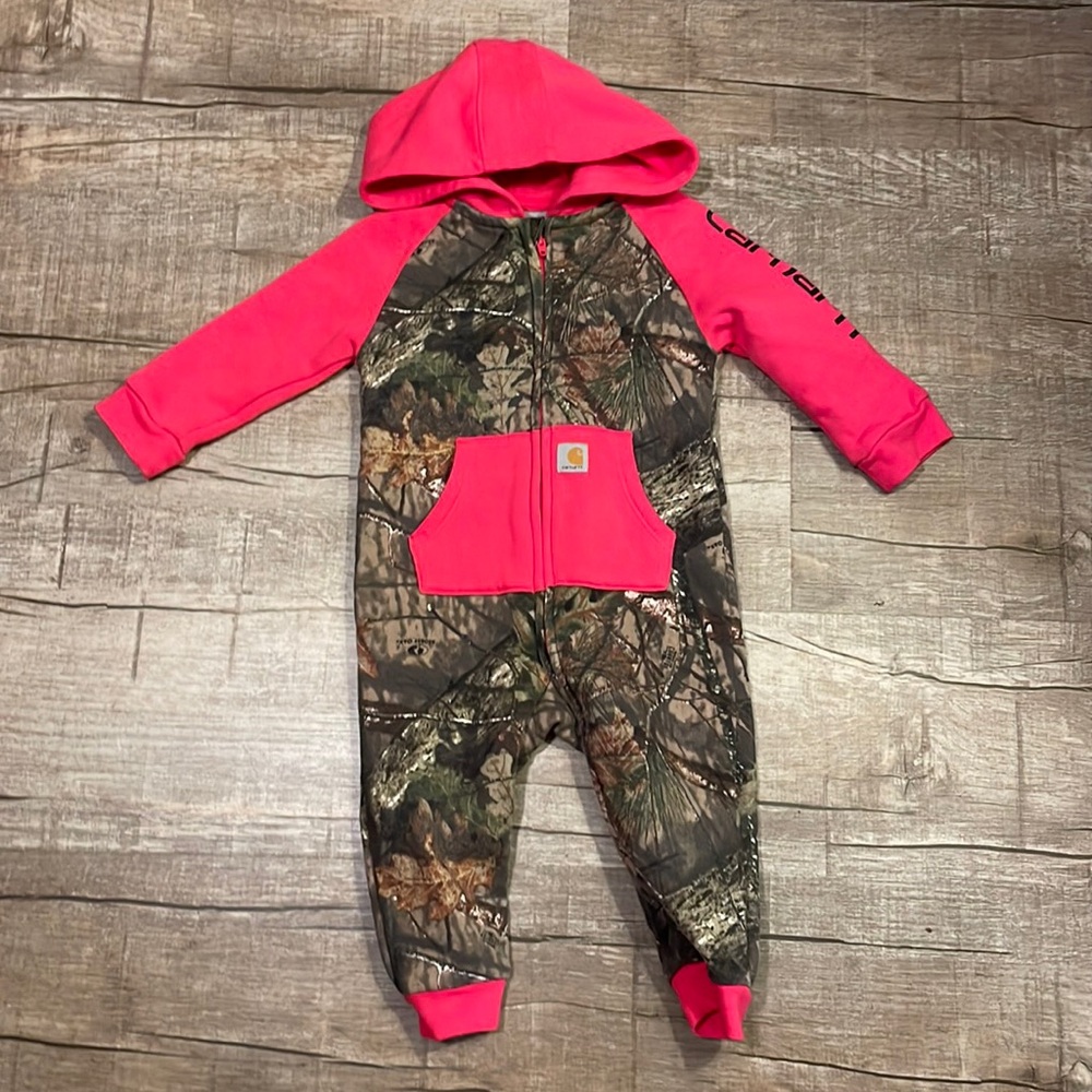 Carhartt Kids Camo and Pink Hoodie Jumpsuit